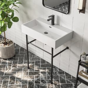 30" Rectangular Console Bathroom Sink, Single Faucet Hole