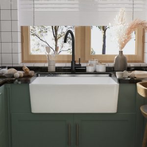 DeerValley DV-1K116 Farmhouse Kitchen Sinks Quiet Ceramic Apron-Front Deep