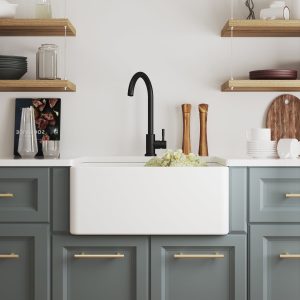 DeerValley DV-1K501 Farmhouse Kitchen Sinks Fireclay Apron-Front 24-Inch Deep