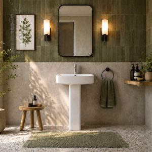 DeerValley DV-1P533 Pedestal Sink – Space-Saving with Overflow & Durable Ceramic