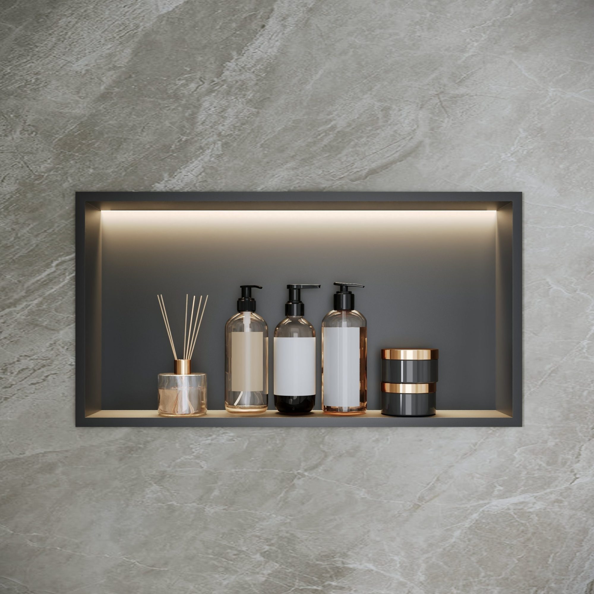 DeerValley DV-1SN0517 Shower Niche – Waterproof & Rustproof with Matte Black Recessed