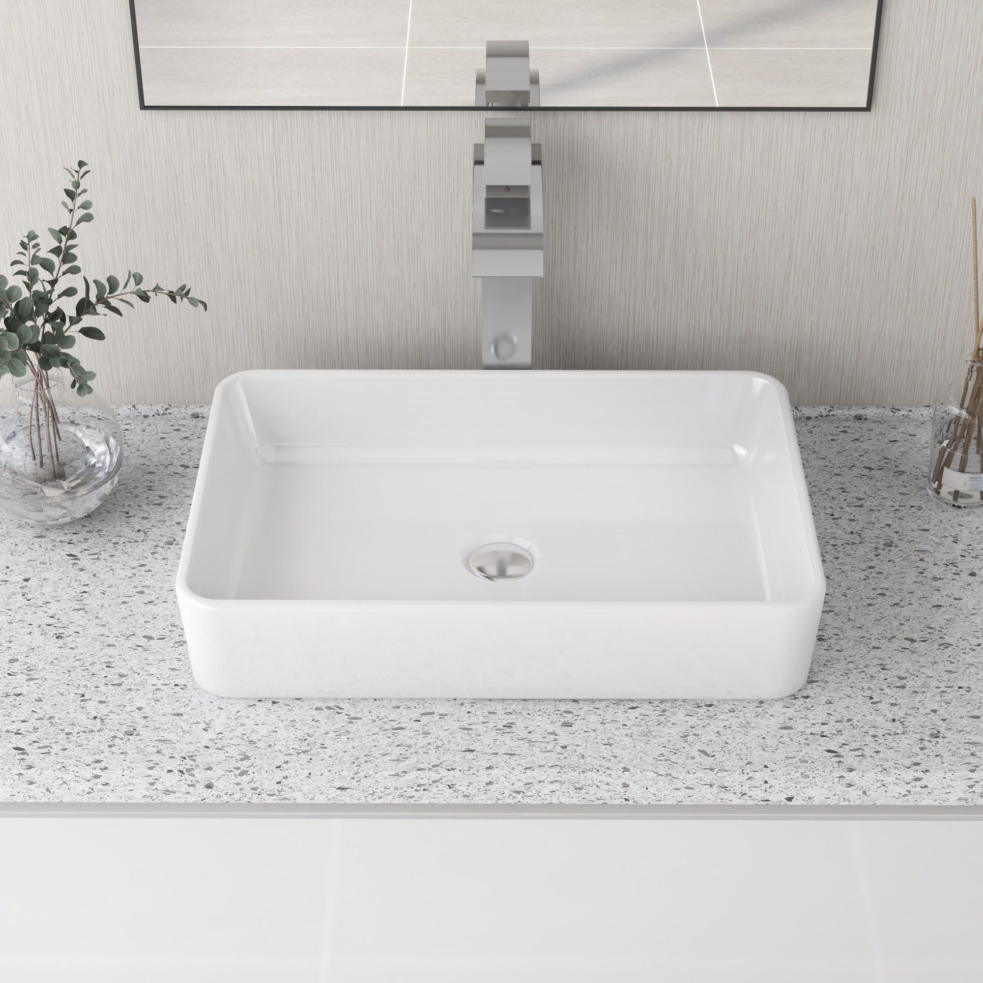 DeerValley DV-1V032 Rectangular Vessel Sinks Modern Minimalist Durable Ceramic